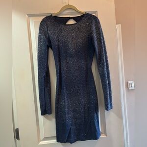 Open back long sleeve glitter dress